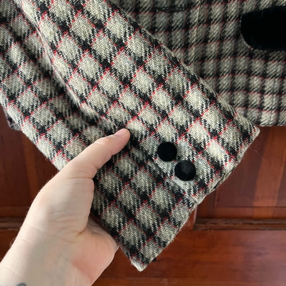 Vintage Fielding Crown Houndstooth Plaid Blazer Large 90s Preppy Wool Jacket - Picture 3 of 9